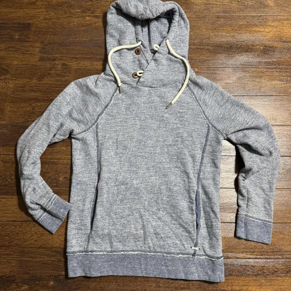 Express X-Small Pullover Fleece Hoodie Hooded Sweatshirt Long Sleeve Marled Blue
